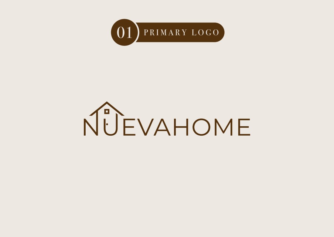 Primary logo page from the Nuevahome brand guidelines