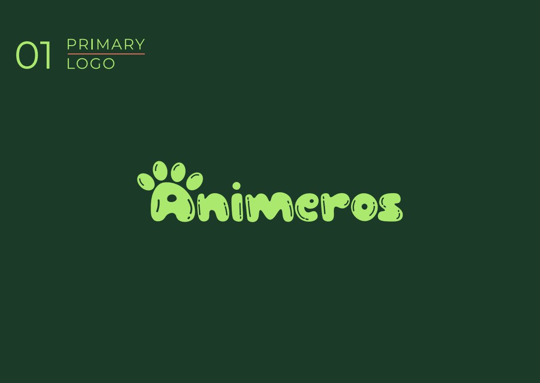 Primary logo page from the Animeros brand guidelines