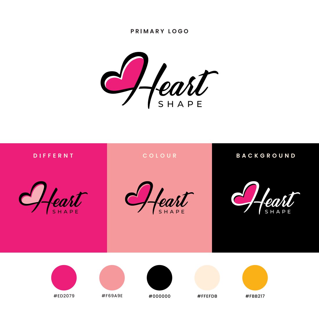 First page of the Seedmark Studio portfolio, showing the Heart Shape logo and colour palette